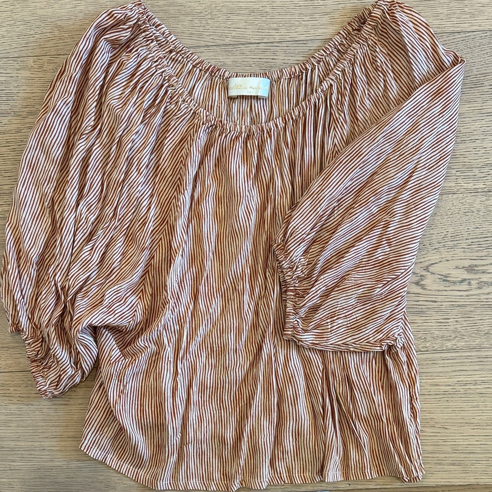 Natalie Martin Ella rust & cream striped top